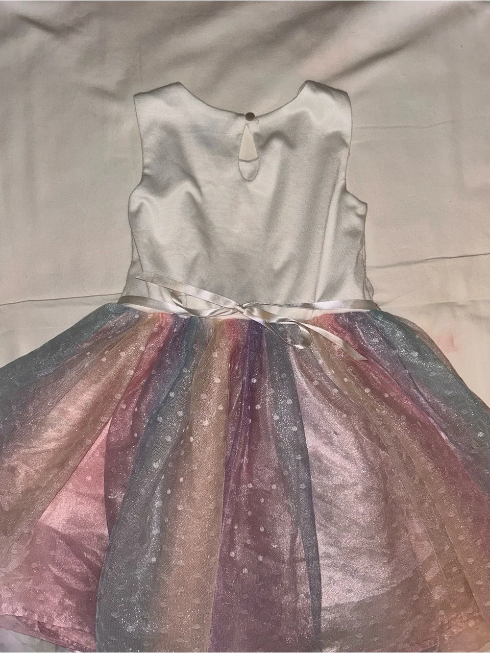 Zunie White and Pastel Rainbow Tulle Party Dress